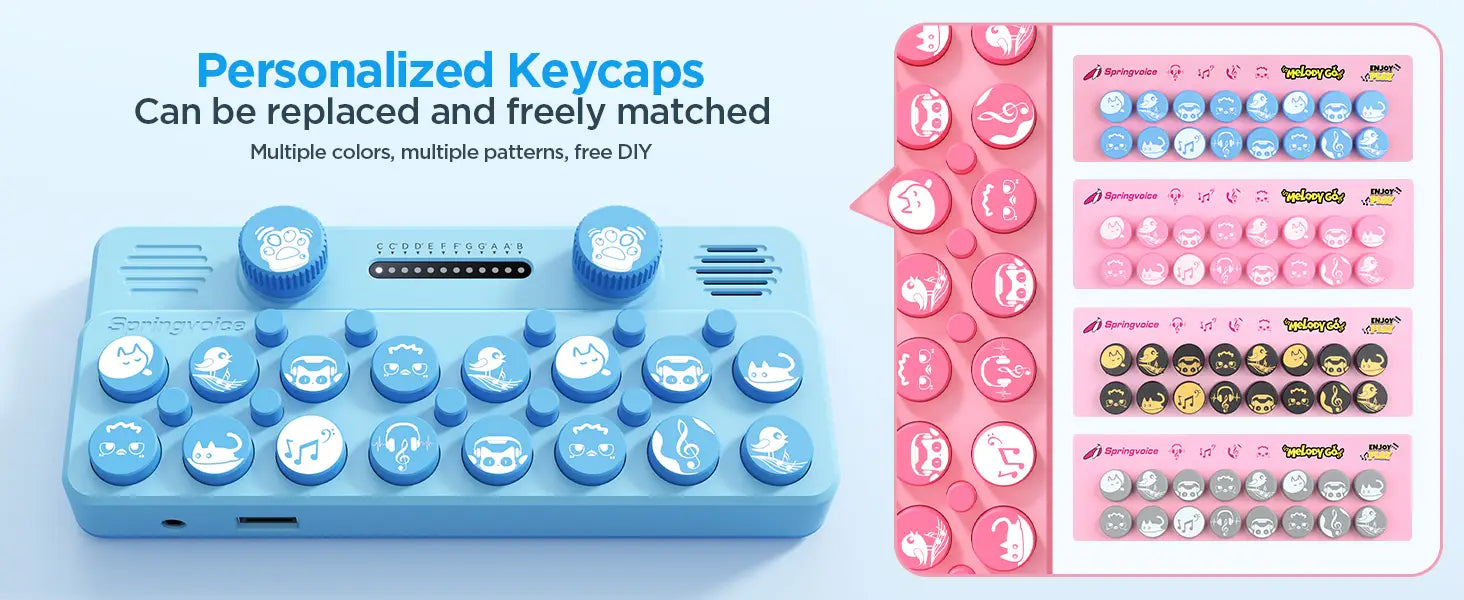 springvideo Pocket Music Keyboard Mini Portable Electronic Piano Intelligent Midi 1600mah Customizable Music Card Midi Piano Toy