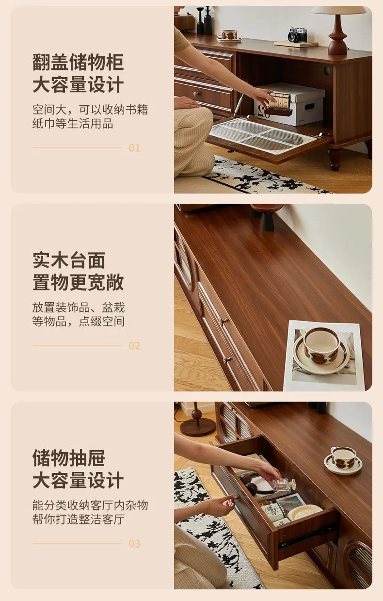American Vintage Tv Stand Premium Trendy Mid Century Aesthetic Tv Cabinet Classic Luxury Soportes De Televisión Furniture Home