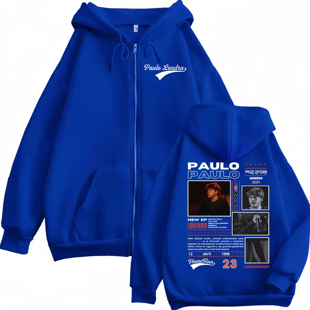 Rapper Paulo Londra Homerun Album Merch Hoodie Harajuku Hip Hop Pop Music Zip Up Sweatshirt Men Women Vintage Fashion Pullovers