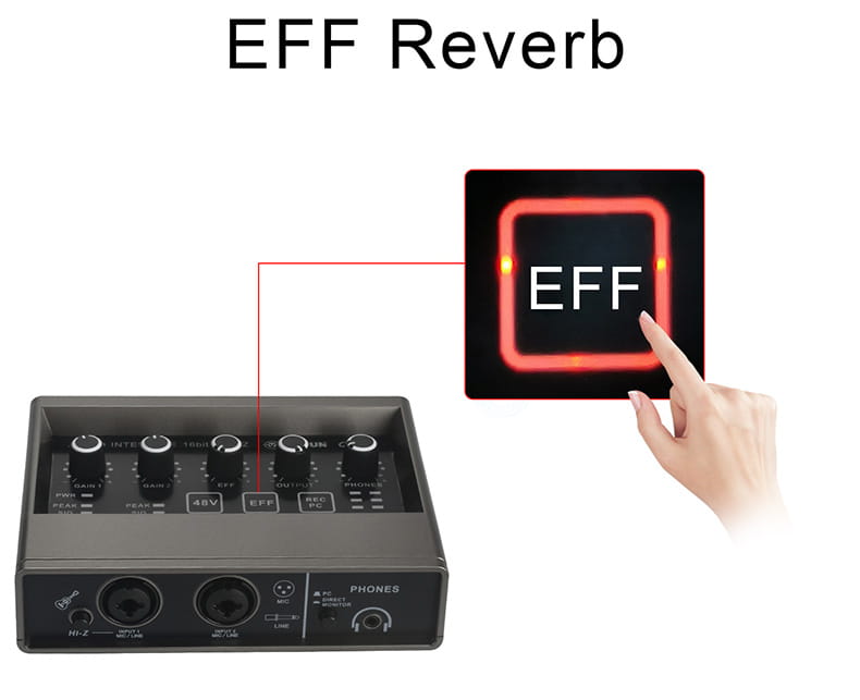 TEYUN Echo Effects 2 Input Audio Interface PC Studio Recording for Electric Guitar External Sound Card 48V Live Podcast Q-16