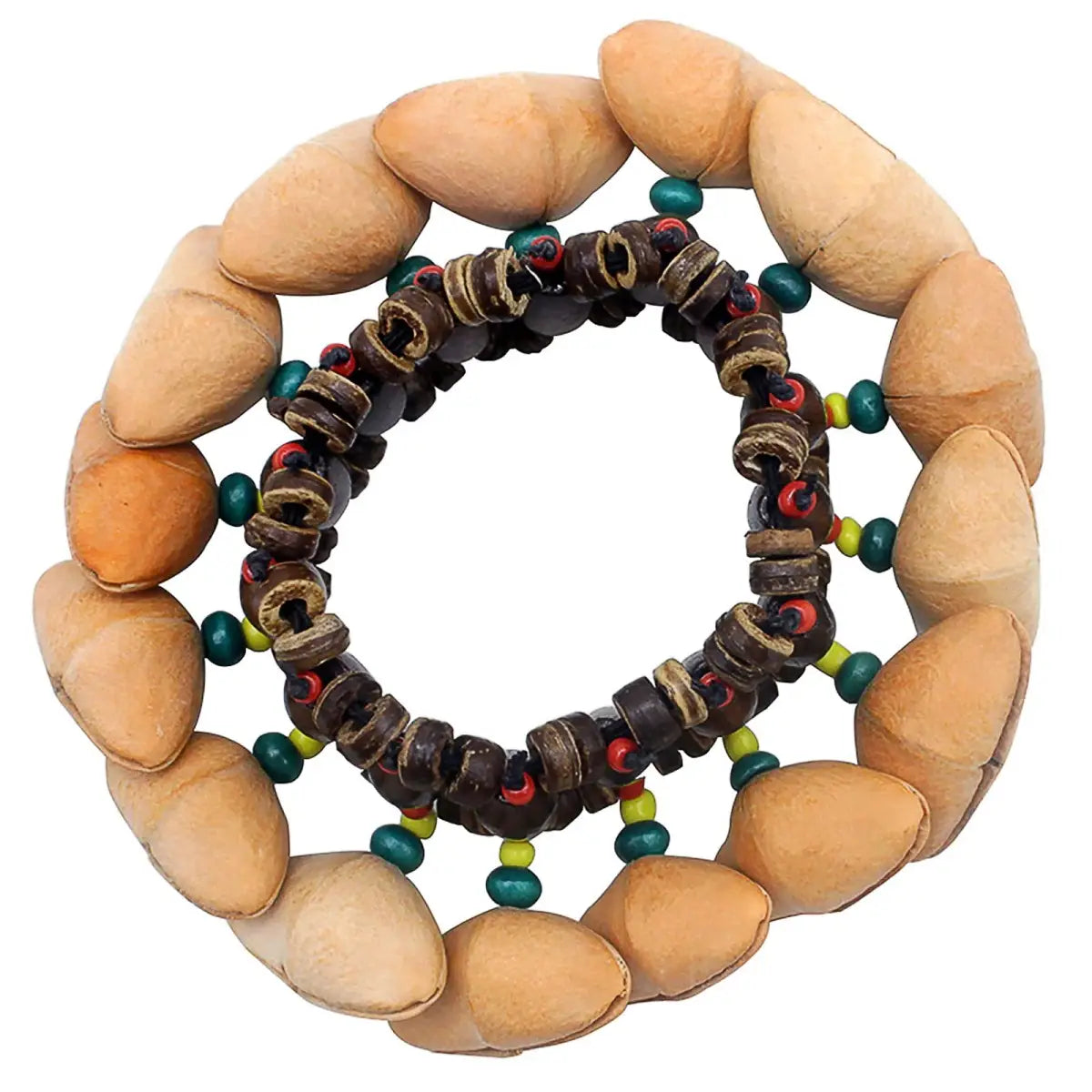 Miwayer African Nut Shell Hand Bell Bracelet Tribal Style/for Djembe African Drum Conga Percussion Musical Instrument Gifts Toys