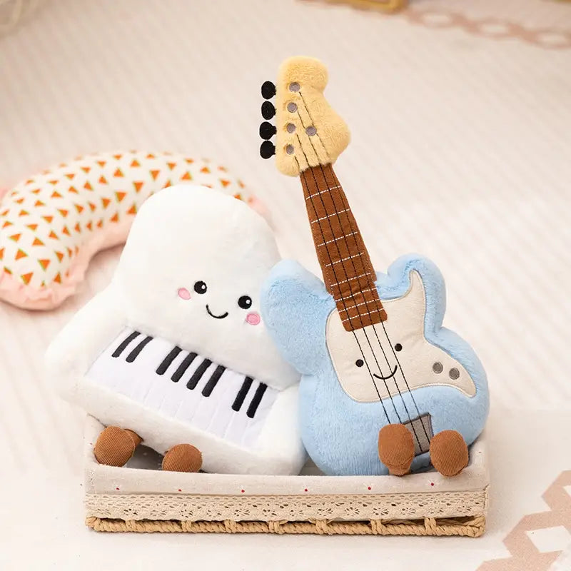 Musical Instrument Series Plush Toy Stuffed Soft Doll Cute Piano Saxophone Bass Guitar Chinese Zither Pipa Pillow Creative Gift