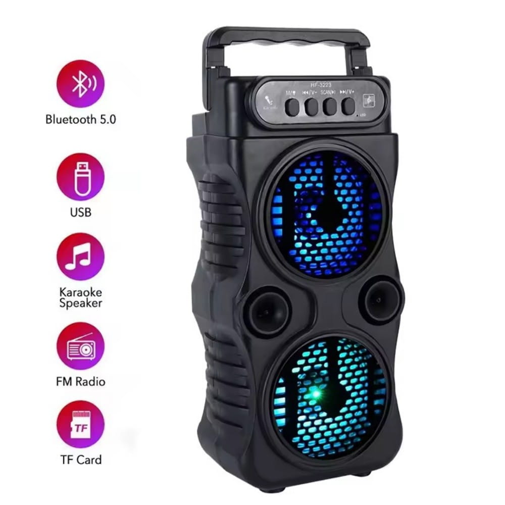 Portable Outdoor Wireless Speaker Dual 3-inch Stereo Subwoofers Bass Boost FM Radio TF/USB Card For Proms Home Karaoke