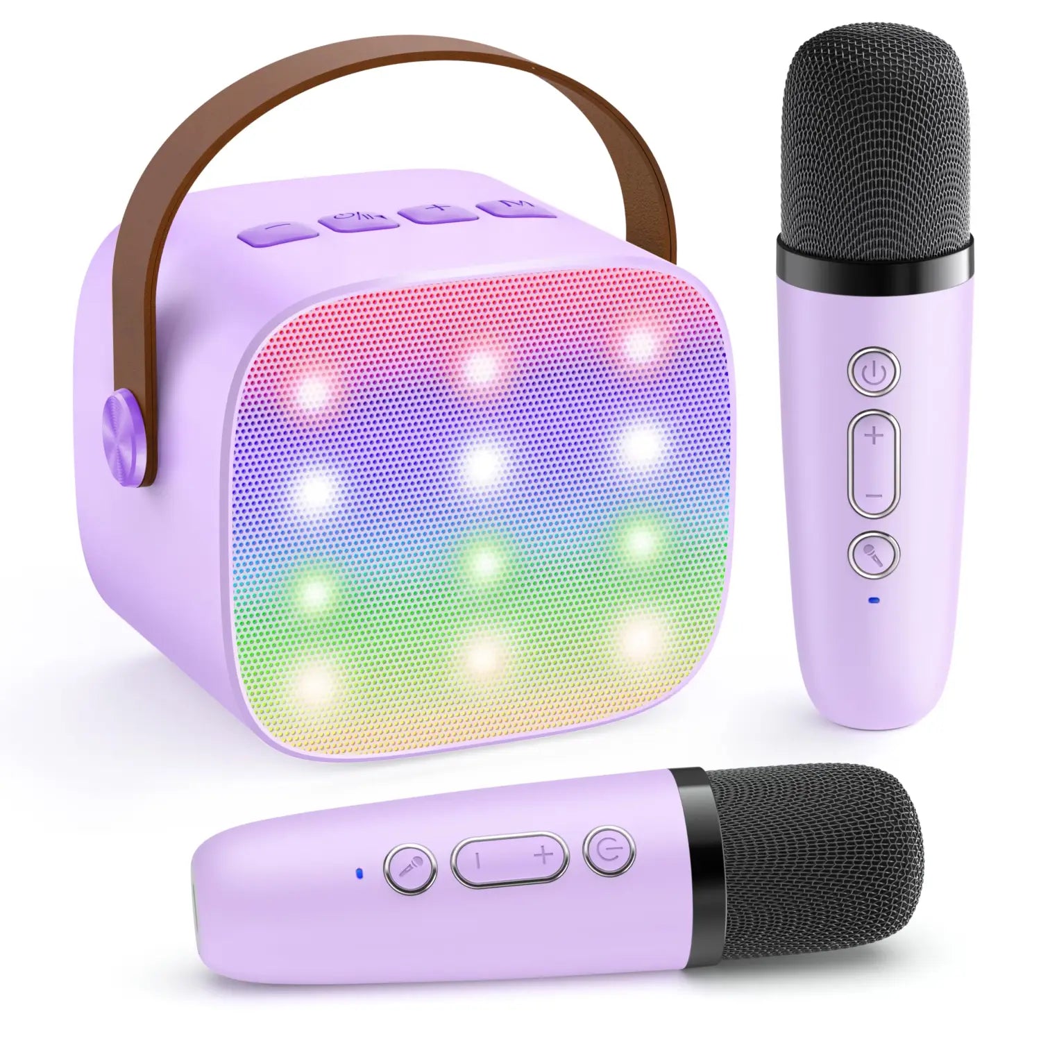 Haomuren Mini Karaoke Machine Portable Bluetooth 5.3 PA Speaker with Wireless Microphones for Home Family Singing Gift K12