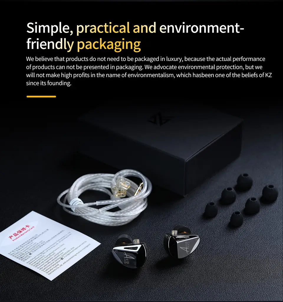 KZ AS10 PRO In Ear Earphones DJ Gaming Music 5BA Headsets Silver-Plated Oxygen-Free Copper IEM Cable