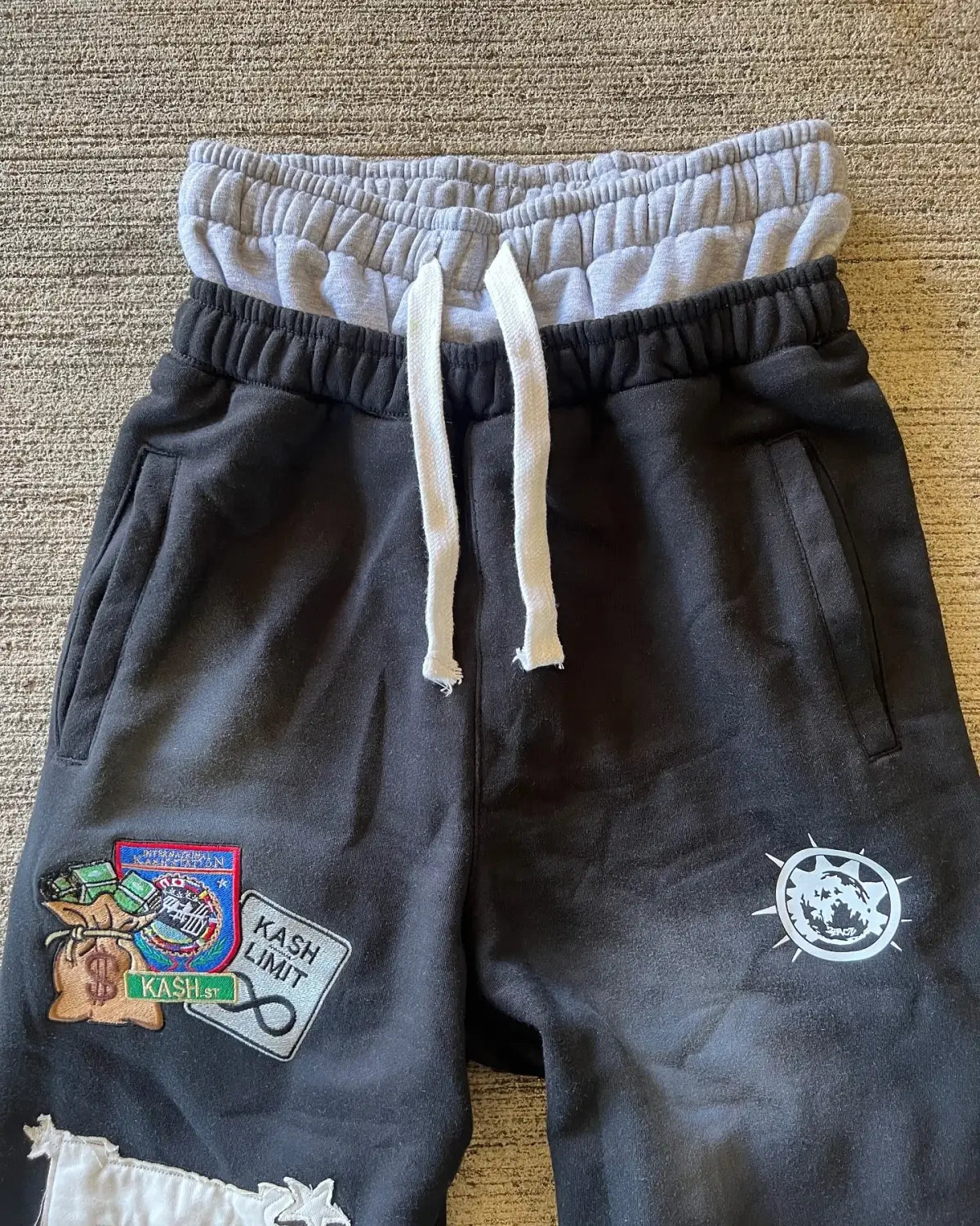 American Letter Patch Retro Double Layer Design Y2K Pants Baggy Sweatpants Men Hip Hop Gothic Elastic Waist Jogging Casual Pants