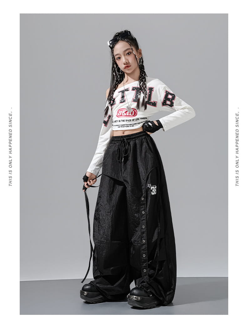Hip Hop Girls Off Shoulders Crop Top Cargo Pants Kids K-pop Street Dance Clothes Set Children Girl Group Streetwear Teen Costume