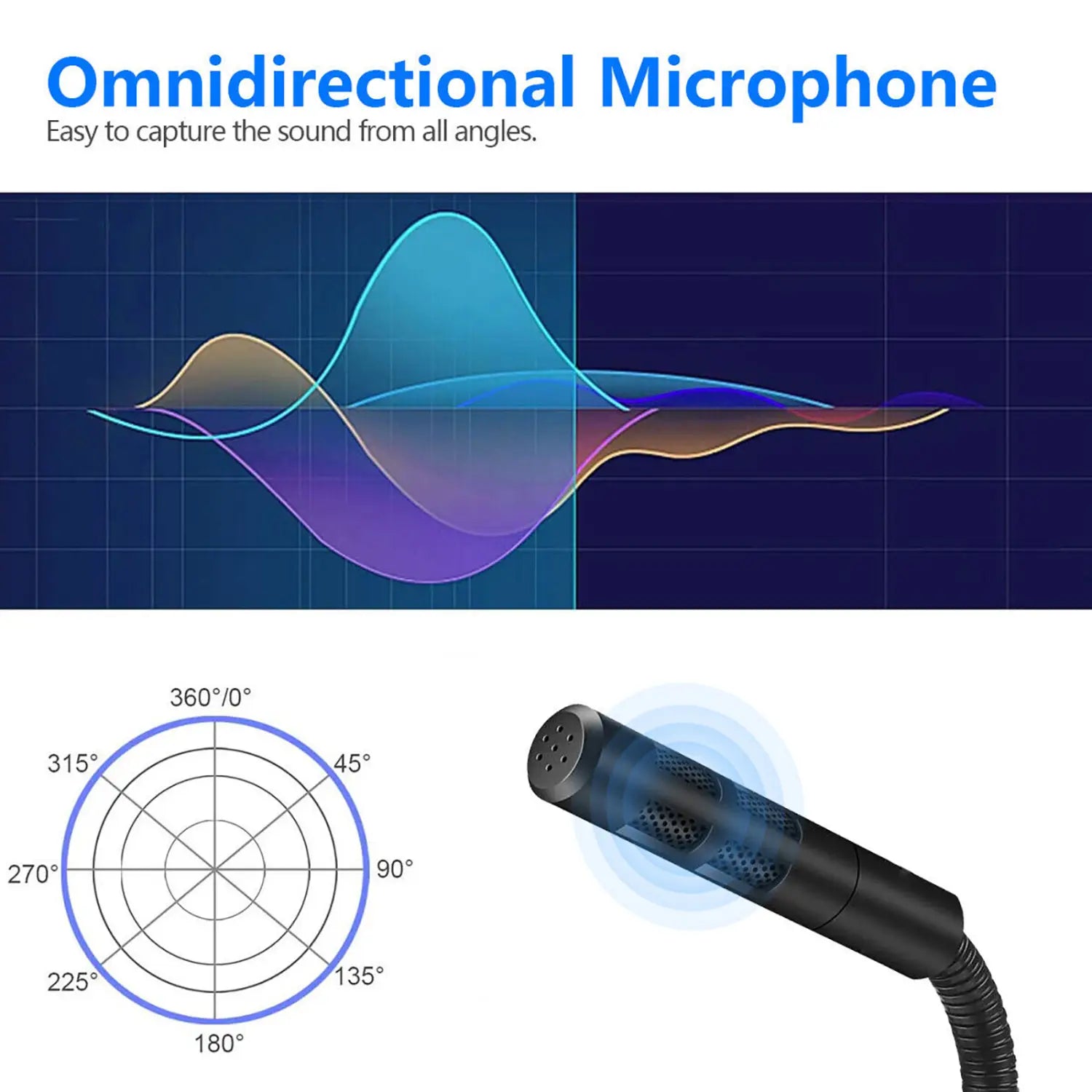 USB Desktop Microphone Plug & Play Omnidirectional PC Laptop Computer Mic For Computer Gaming Recording Chatting Singing Meeting