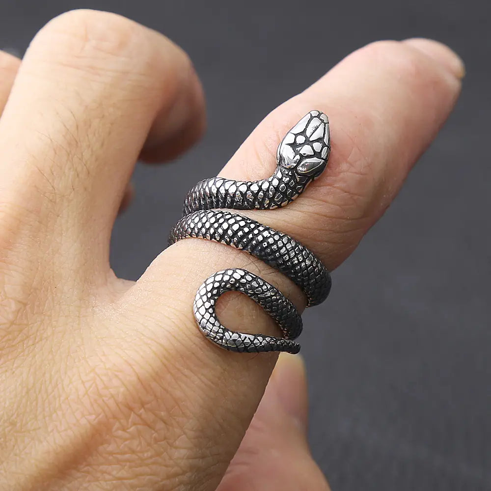 Punk Fashion Stainless Steel Snake Ring For Men Women Vintage Biker Hip Hop Couple Animal Ring Simple Jewelry Gifts Dropshipping