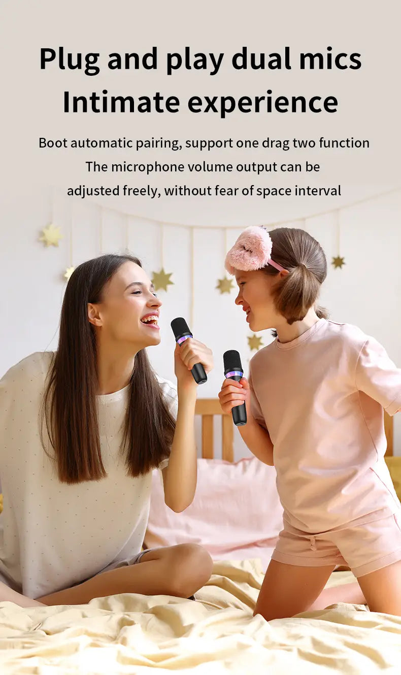 DS-K2 Karaoke Companion Bluetooth 5.3 Wireless Dynamic Microphones RGB Colorful Light Stereo DSP Mixer System For Wired Speaker