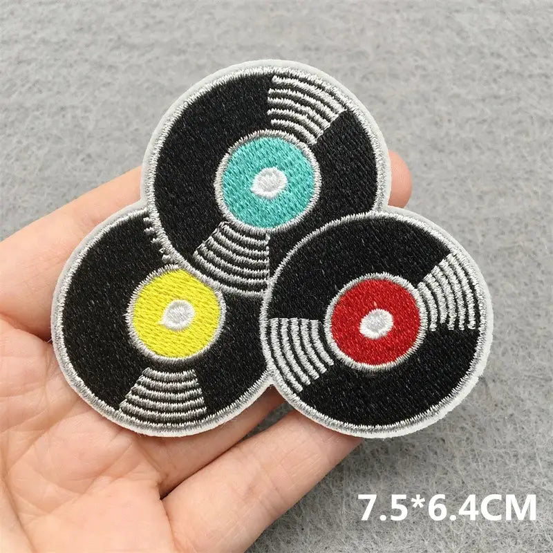 Rock Music Embroidered Patches on Clothes Stickers DIY Ironing Appliques Patches for Clothing Jacket Jeans Headset Guitar Stripe