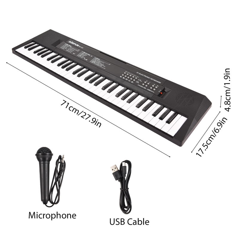 61 Key Mini Electronic Piano 8 Tones Rhythms Microphone Recording Dual Power Portable Keyboard for Beginners Kids