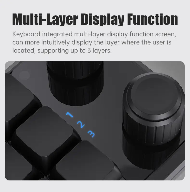 Programming Macro Custom Knob Keyboard RGB 3 Key Copy Paste Mini Button Photoshop Gaming Keypad Mechanical Hotswap Macropad