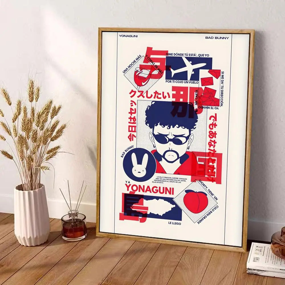 Rapper Singer B-bad Bunny Painting Calligraphy Home Bedroom Waterproof Canvas Poster Unframed Wall Art Print Decoration Mural