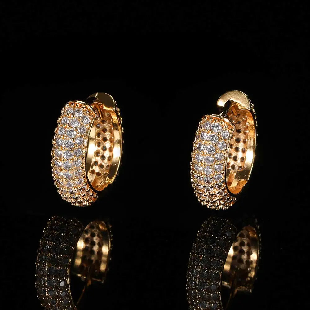 Simple Fine Jewelry Earrings Personality Micro Insert Zirconia Earrings Hip Hop Geometric Ice Out Hoop Earrings Men