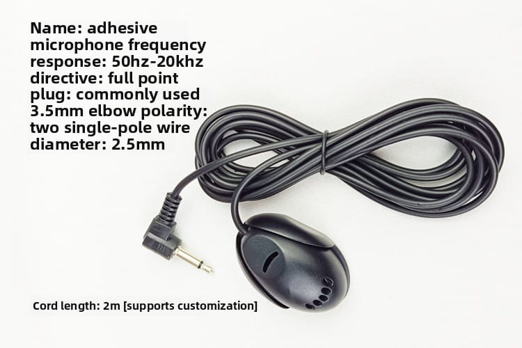 Mini Car Microphone 3.5mm Wired microphone for car stereo Audio hands-free Mic For DVD Radio Player Paste Type mini microfono