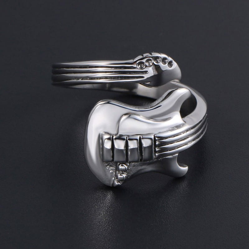 Hip Hop Rock Music Electric Guitar Men’S Rings 2024 Trend Adjustable Finger Rings Party Jewelry Gifts Fashion Accessories