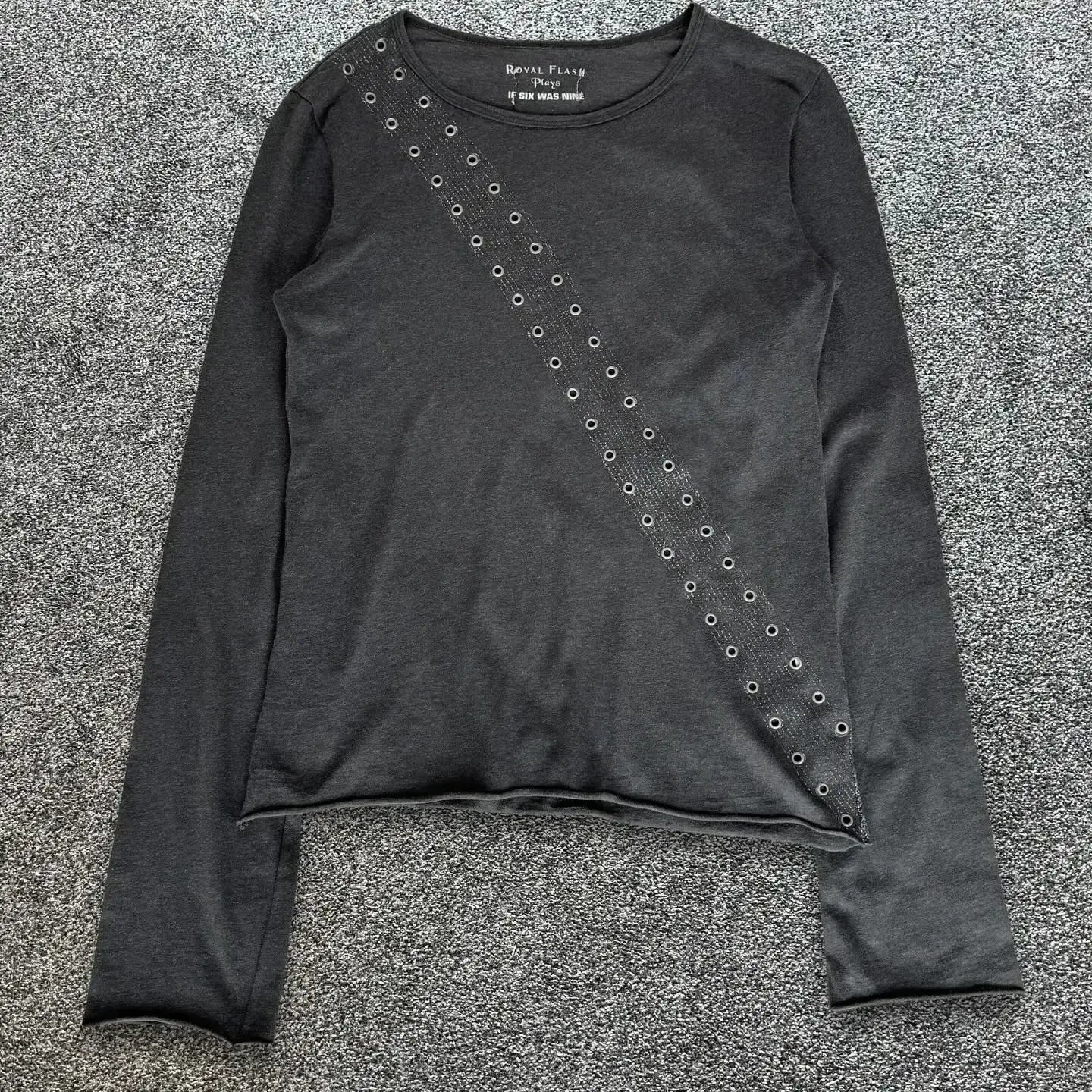 Hip-hop Y2K Guitar Printed Long Sleeve Men T-shirt Casual Rivet Elements Tops Harajuku Men and Women New Retro Men Clothing