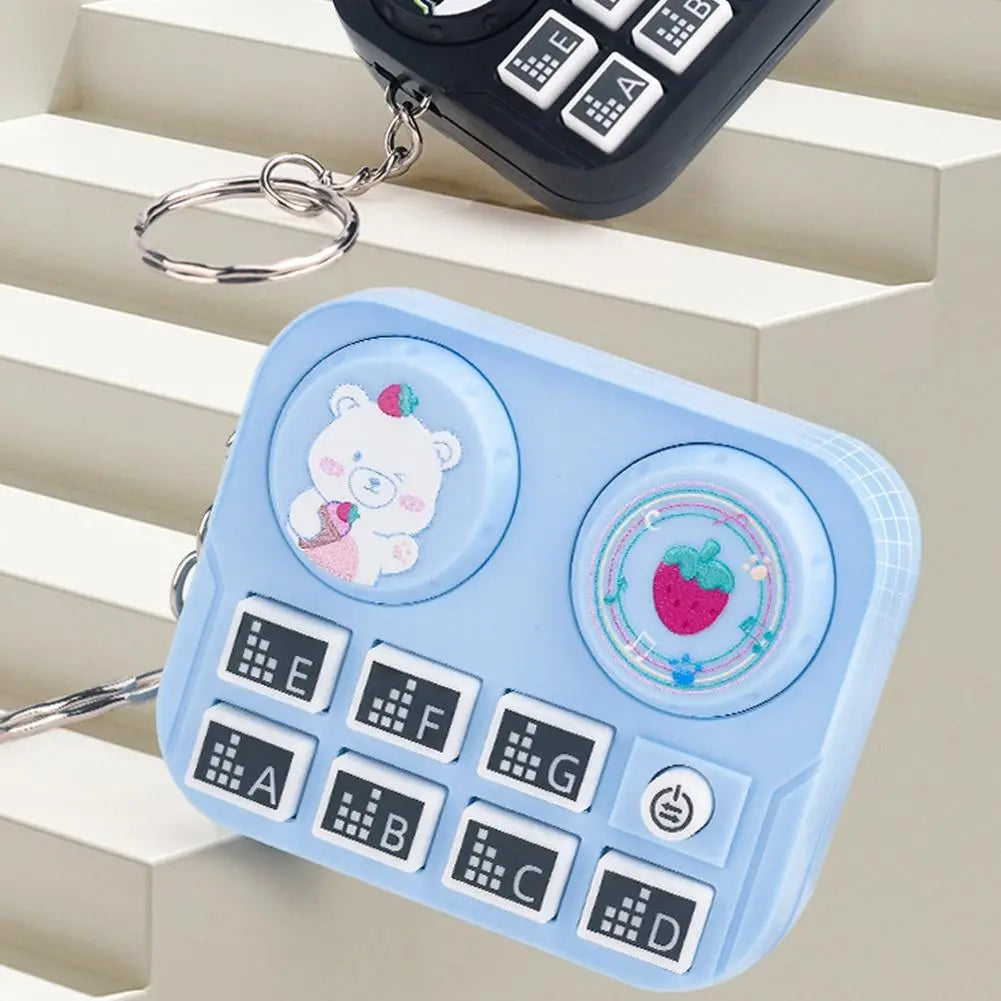 1pc Mini Music DJ Disc Player Keychain Musical Instrument Sound Button Toy Games Children’s Educational Toy Bag Pendant Keychain
