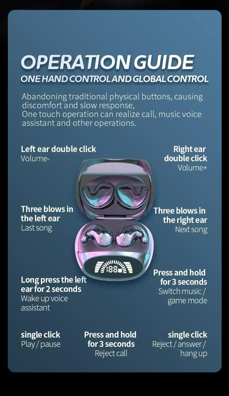 Sleep Bluetooth Headphones Noise Cancelling Painless Wireless Music High Quality Sports Tws 538 Thin Earbuds Digital Display