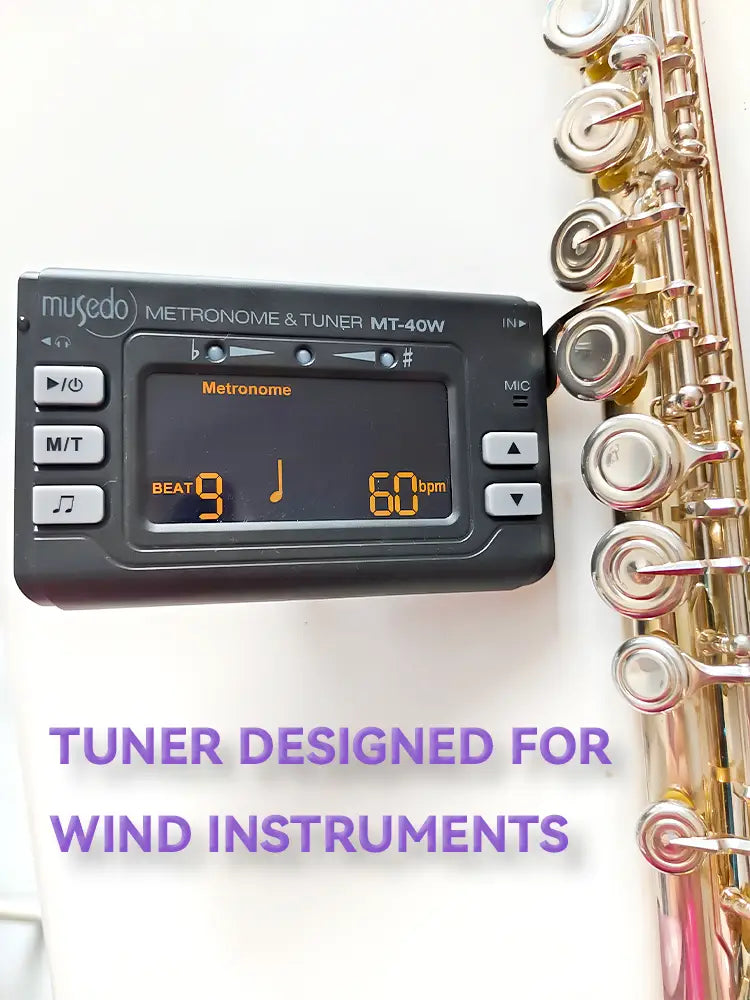 Wind Instrument Tuner MT-40W MIC & Pickup Clip Dual Mode Pickup Switchable Metronome Mode Support for Earphone Connection