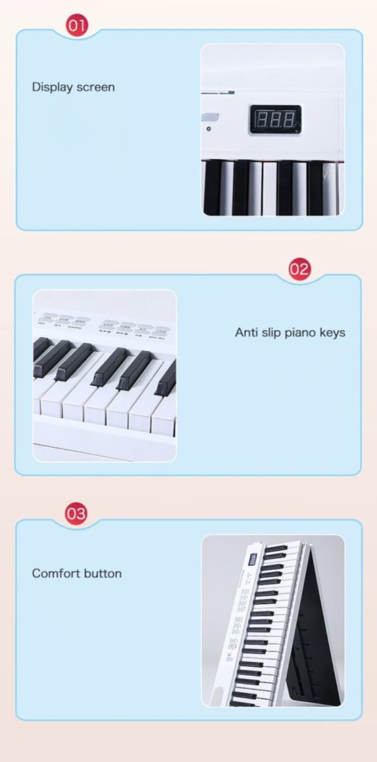 Foldable Piano 88 Keys Midi Bluetooth Adult Electronic Piano Beginners Musical Electric Organ Professional Controller Keyboard