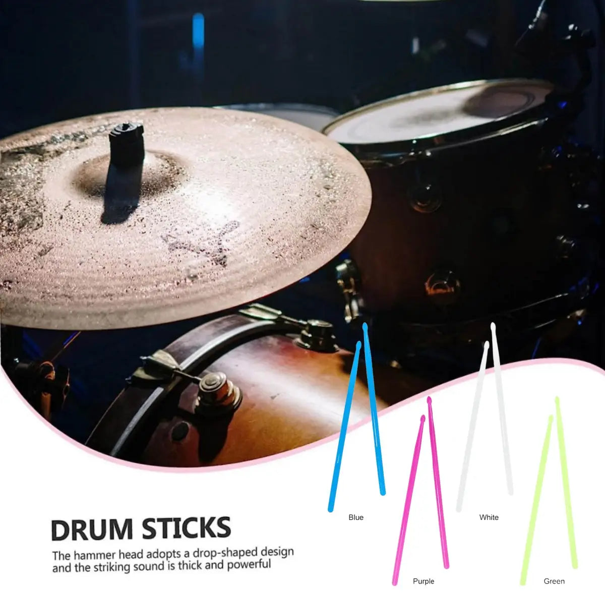 Miwayer Luminous Drum Stick Light Up Drum Sticks1Pair in The Dark Musical Instruments Stage Performance Fluorescent Drumsticks