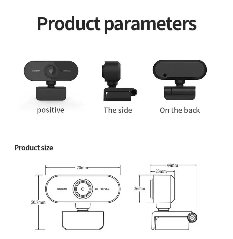 Webcam with Microphone USB Computer Camera for Video Calls Zoom Teams Streaming Plug and Play for PC Mac