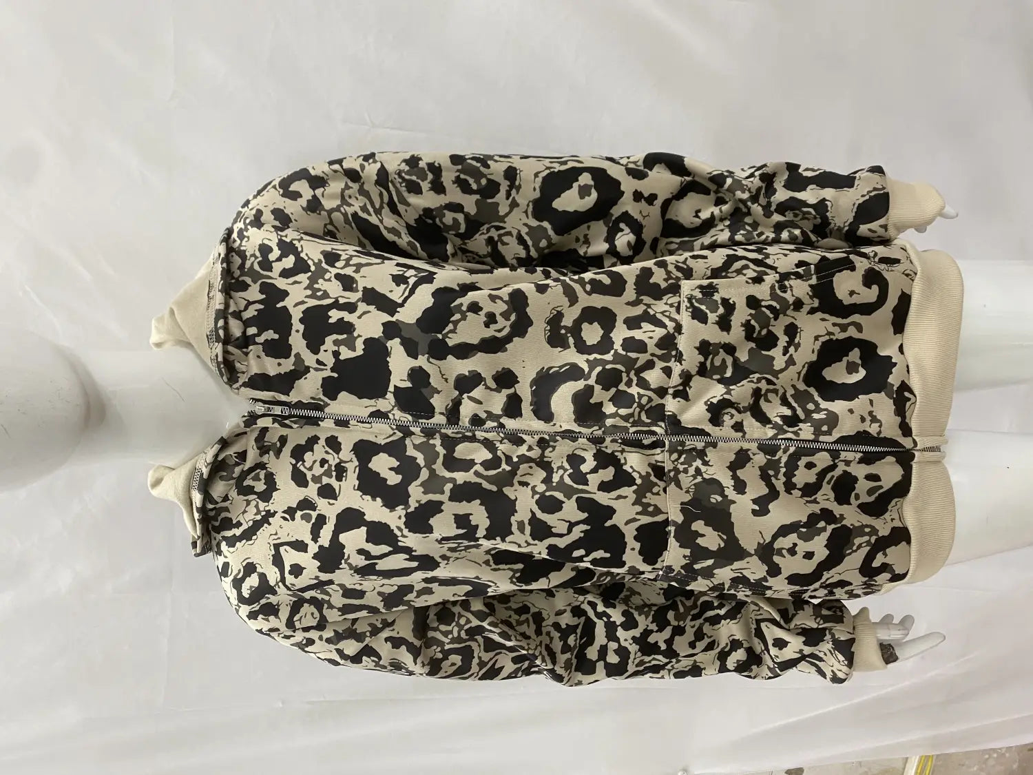 America Hip Hop Casual Fashion High Street Leopard Print Long Sleeve Hoodie 2000s Autumn Winter Dopamine Loose Zipper Sweatshirt