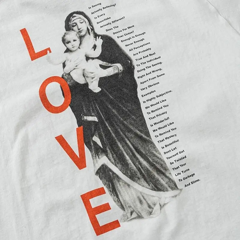 Hip Hop Retro Racing Style Graffiti Color Blocking Saint Micheal T-Shirt Men Women High Quality Oversized T Shirt Tee Tops