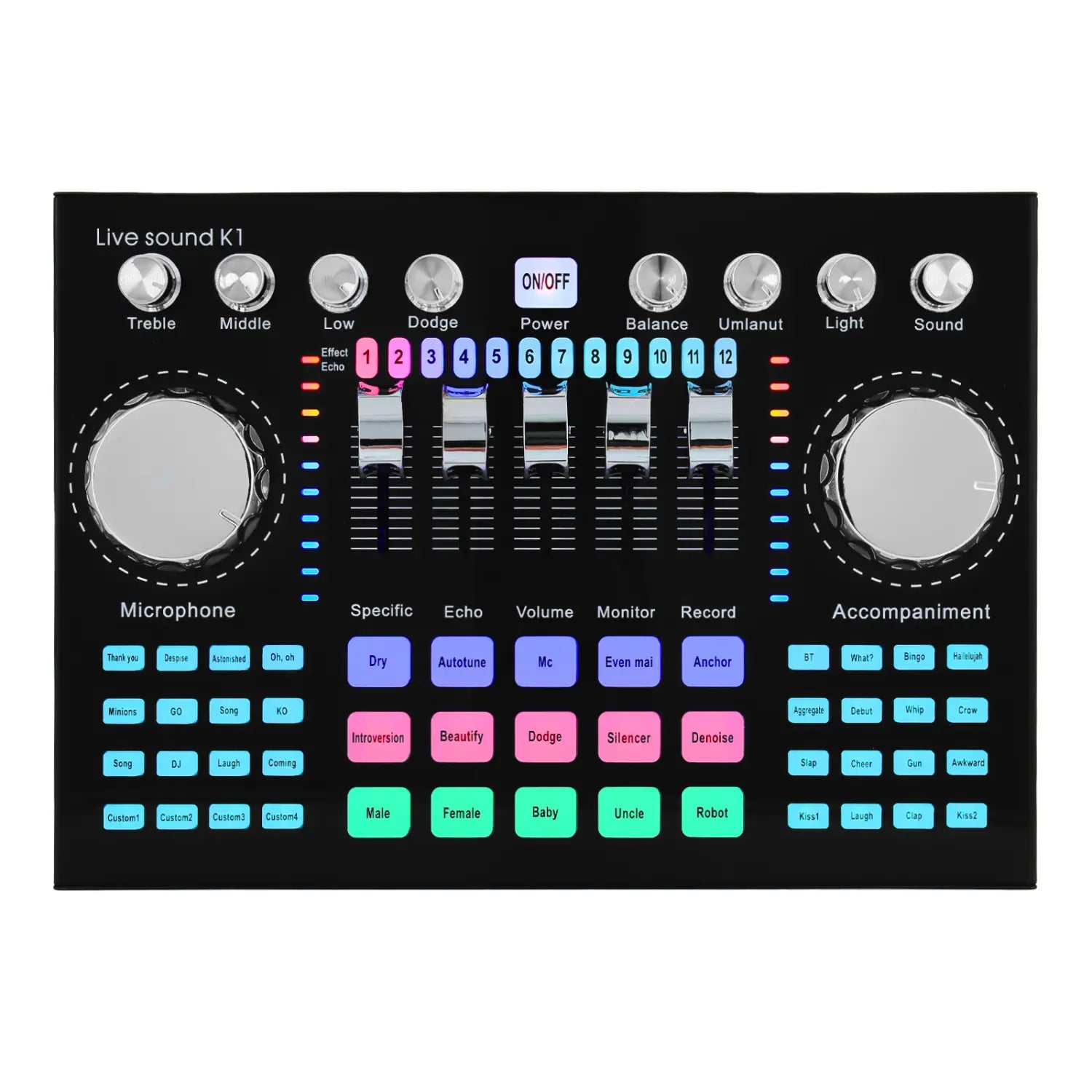 K1 Live Sound Card Portable Internet Celebrity Live Broadcast Special Sound Equipment Universal for Music Recording Karaoke Sing