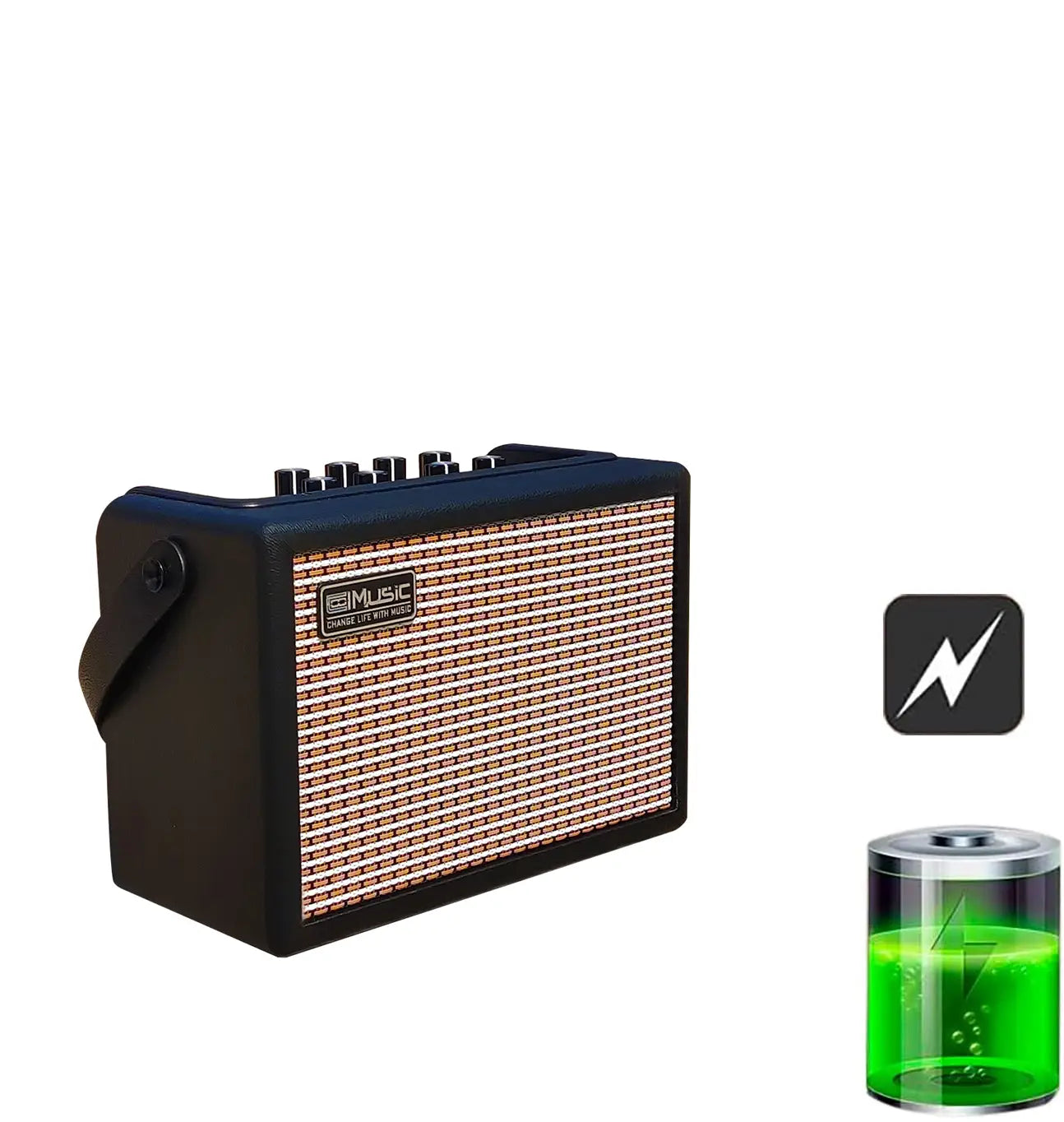 Coolmusic-Stringed Music Instrument Electric Guitar Amplifier Rechargeable 15W Headphone Wireless Connect Distortion