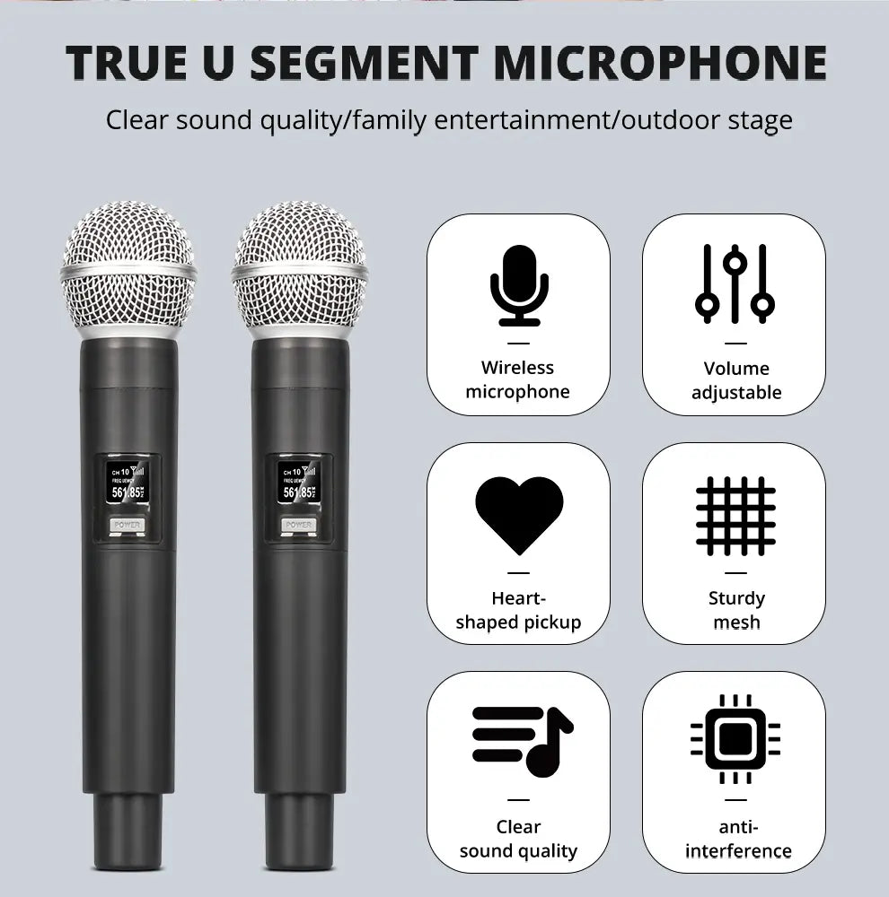 LEUS F4X Audio 4 Channel Sound Mixer With Dual UHF Wireless Microphone DJ Console Mixing for karaoke Party PC Studio Recording