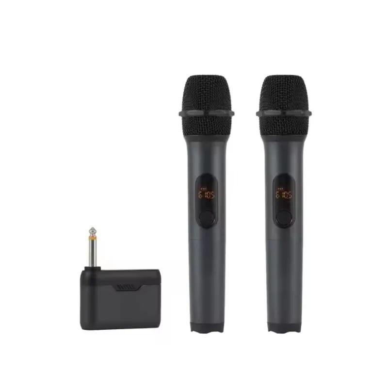 Wireless Microphone UHF 2 Channel Karaoke System With Rechargeable Receiver Cordless Handheld Mic For Church Party Speaker