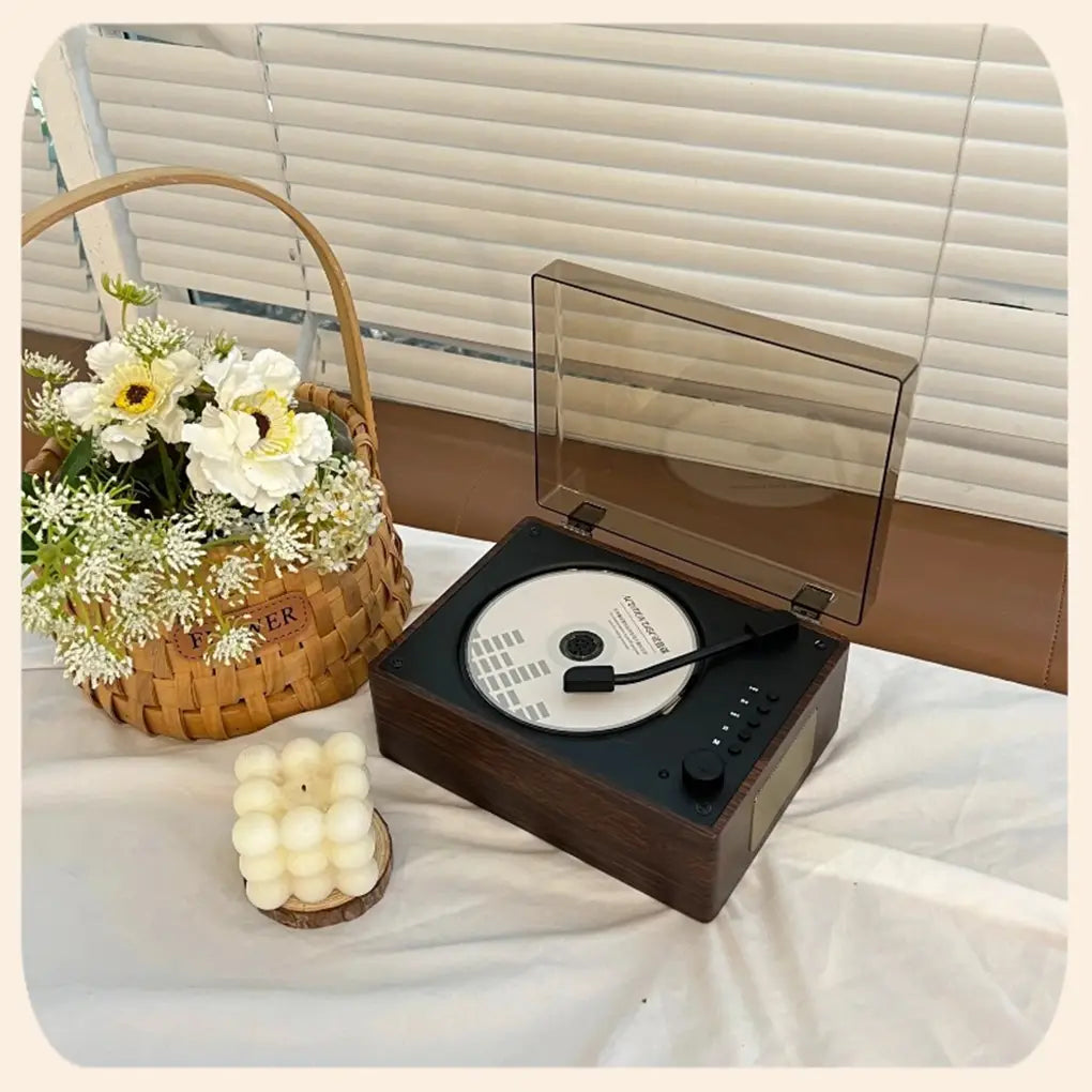 Portable Retro CD Player Rechargeable Two-way Bluetooth-Compatible 5.0 Wireless Speaker Support CD USB 3.5mm AUX CD Music Player