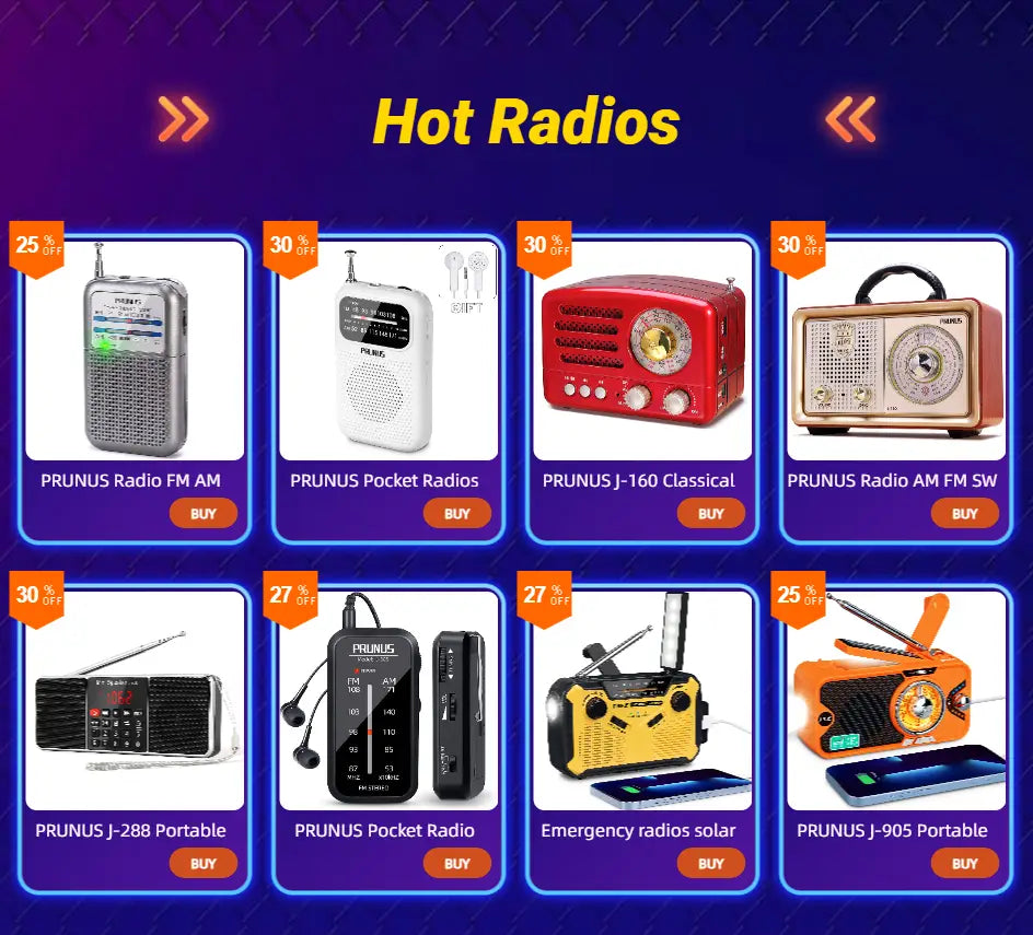 PRUNUS J-160 Classical Retro FM AM Desktop Radio Receiver Rechargeable Portable MP3 Radios Stereo 3W Bluetooth Speaker AUX USB
