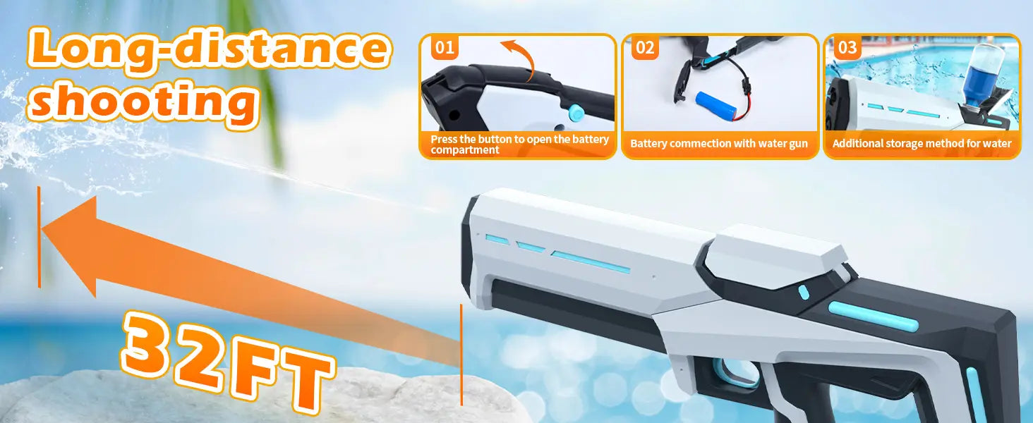Electric Water Guns for Adults Powerful Squirt Automatic Suction Water Storage Gun Blasters Summer Outdoor Game Toy for Boy Kid