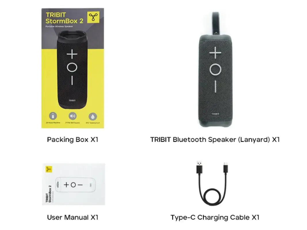Tribit StormBox 2 Portable Bluetooth Speaker 34W Powerful Sound 360° Surround IPX7 Waterproof 24-Hour Playtime for Camping