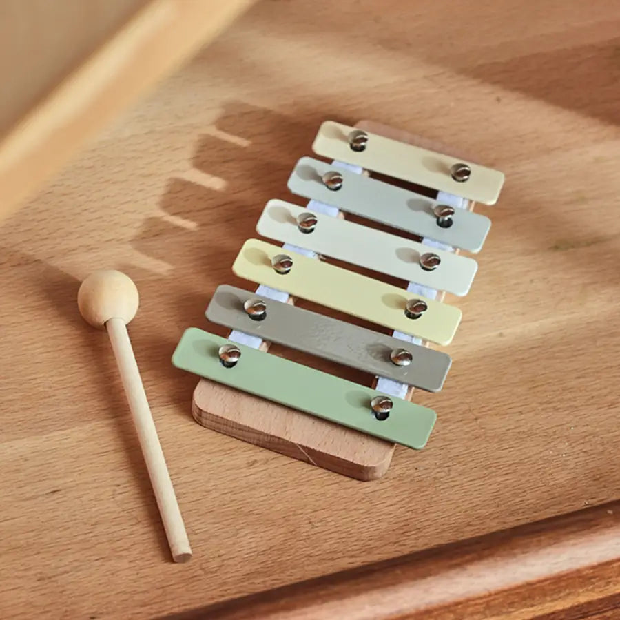 Baby Musical Toys Wooden Bear Rattle Bell Drum Xylophone Percussion Early Educational Instrument Playthings for Toddlers Kids