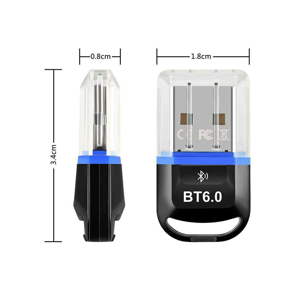 USB Bluetooth 6.0 Adapter Transmitter Receiver Bluetooth 6.0 Dongle Wireless USB Adapter For Mouse Keyboard Speaker Music