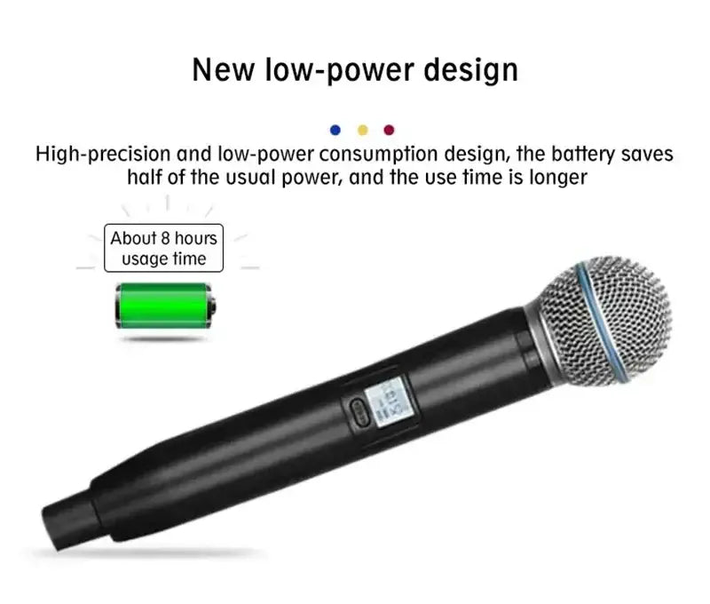 Wireless UHF Microphones with Microphone Receiver for Karaoke Stage Performance Speech Classroom Show Party Hip Hop Micro Phones