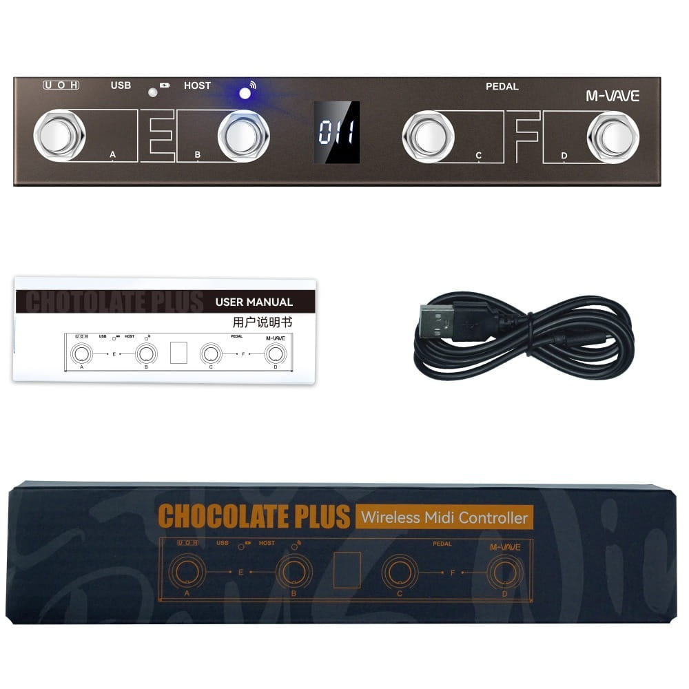 M-vave Chocolate Plus Programmable MIDI Controller 4 Buttons Footswitch Supports Page Turn MIDI Host Interface Control Function