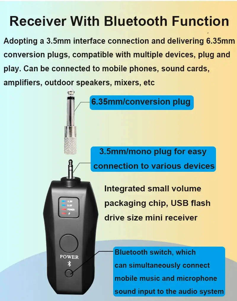 UHF Wireless Handheld Dynamic Karaoke Microphone Bluetooth Receiver Performing Professional Home Reverb High and Low Bass Mic