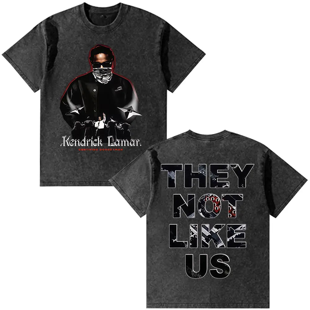 Rapper Kendrick Lamar They Not Like Us T-shirt Men Women Fashion Hip Hop Vintage Washed Oversized T-shirts Summer Cotton T Shirt