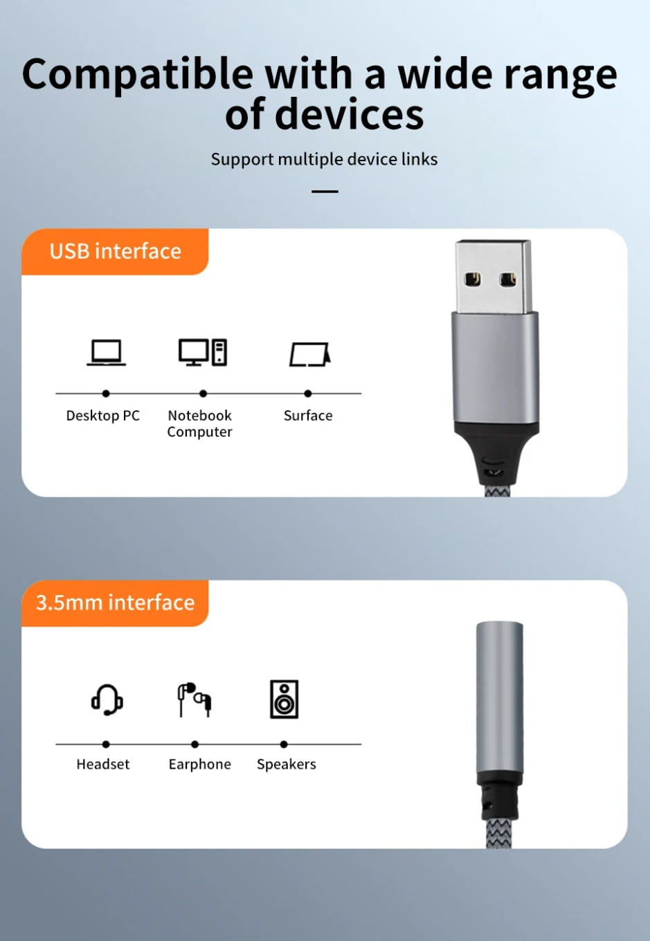 3.5mm Jack Female USB External Sound Card Audio Adapter Headphone Micphone Sound Adapter for PC Laptop USB to 3.5mm Audio Cable
