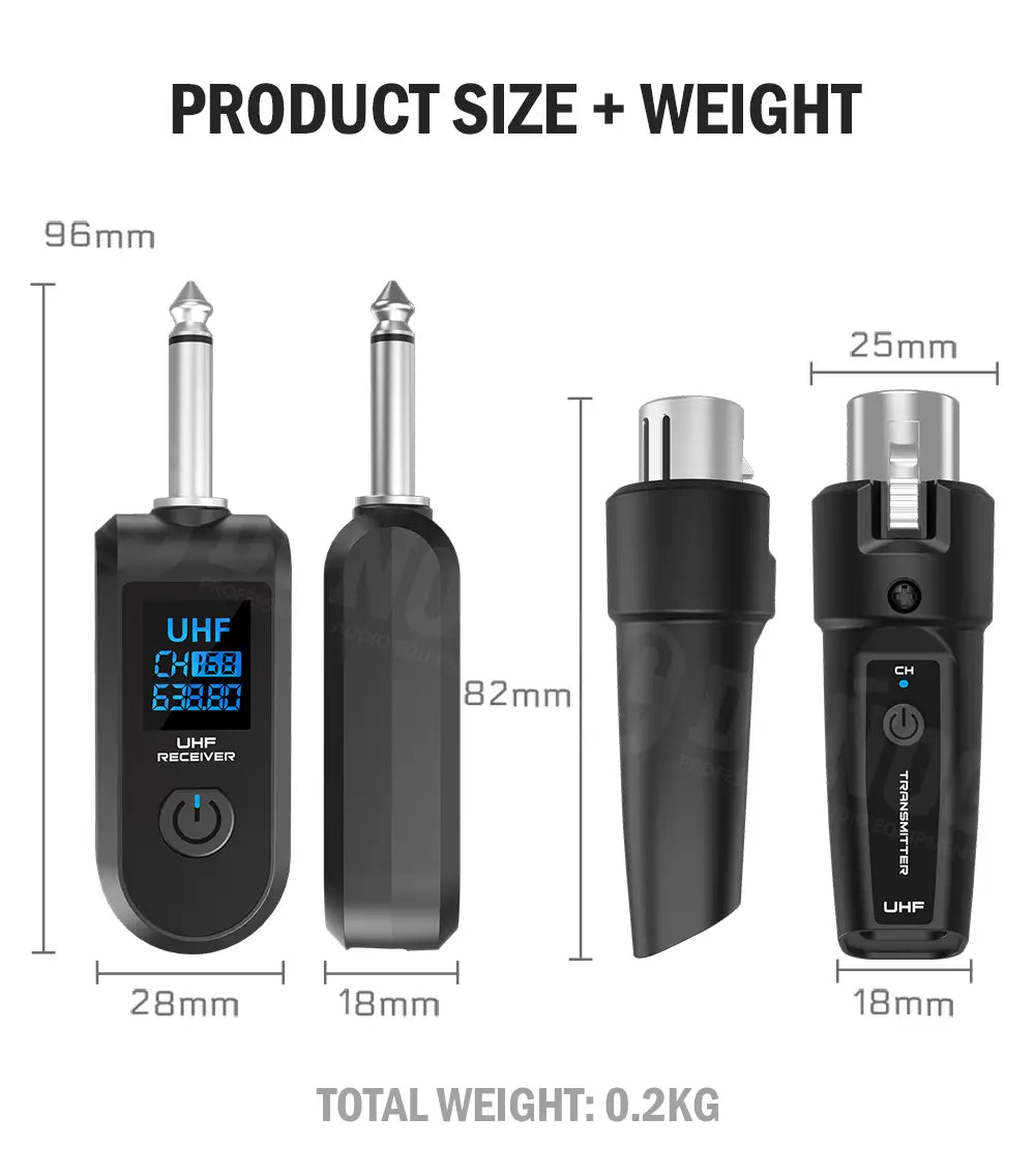 Wireless Microphone Transmitter Receiver System UHF XLR Adapter System for Dynamic Microphone Guitar Audio Mixer PA System DGNOG