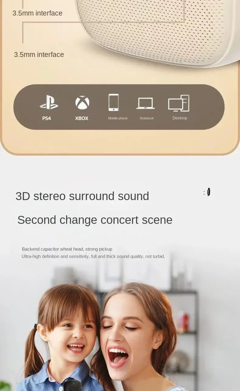 K30 Karaoke Machine Portable Bluetooth 5.3 PA Speaker System with 1-2 Wireless Microphones Home Family Singing Children’s Gifts