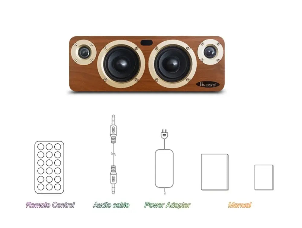 High Power Wireless Bluetooth Speaker Wooden Desktop Subwoofer Home Karaoke System Shocking Lossless HiFi Surround Music Player
