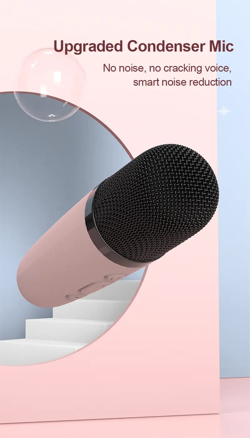 Mini Karaoke Machine for Kids Portable Speaker With 1-2 Wireless Microphone for Home KTV Birthday Party Holiday Gifts