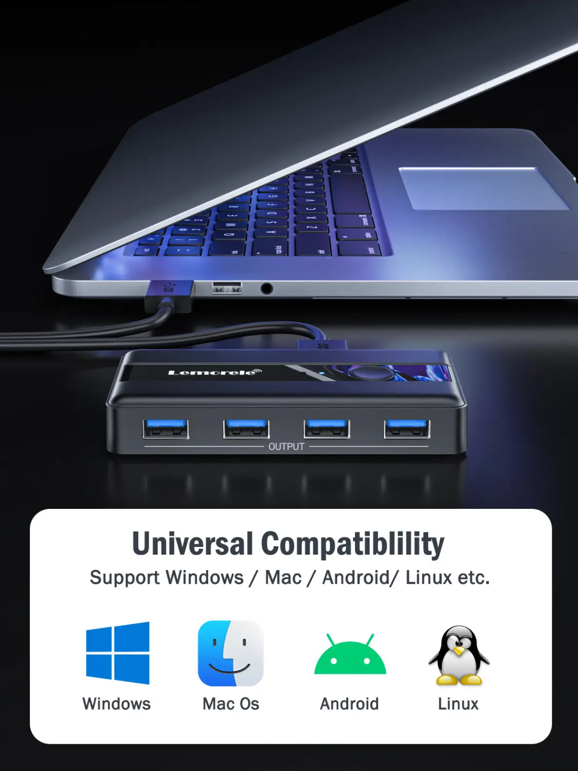 USB KVM Switch Adapter USB 3.0 Switcher 2 Input 4 Output USB Switch KVM Switcher Printer Sharer For Computer Keyboard